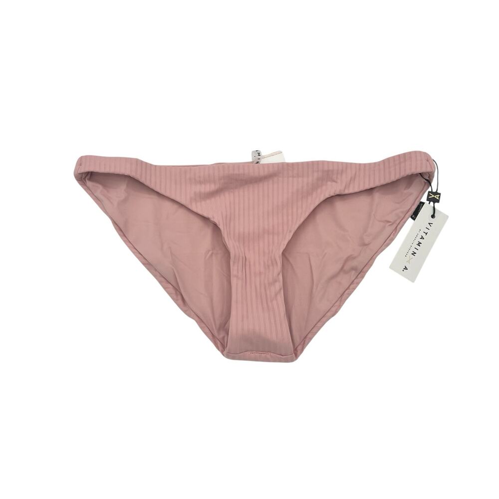 Vitamin A Luciana Reversible Bikini Bottom Ballet Pink Ribbed Swim Small NWT - Picture 5 of 5